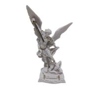 OVUNQUE PROTEGGIMI Statue Saint-Michel Archange blanc 17 cm (6.69"") en poudre de marbre avec épée, GRSM17