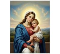 OVUNQUE PROTEGGIMI Tableau Madonna avec Enfant, Impression Madonna et Jésus sur toile Canvas, Tableau Madonna pour chambre à coucher, Impressions religieuses (H, 20 x 20 cm)