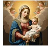 OVUNQUE PROTEGGIMI Tableau Madonna avec Enfant, Impression Madonna et Jésus sur toile Canvas, Tableau Madonna pour chambre à coucher, Impressions religieuses (J, 30 x 40 cm)