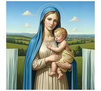 OVUNQUE PROTEGGIMI Tableau Madonna avec Enfant, Impression Madonna et Jésus sur toile Canvas, Tableau Madonna pour chambre à coucher, Impressions religieuses (I, 20 x 20 cm)