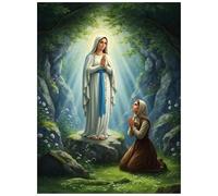 OVUNQUE PROTEGGIMI Tableau moderne - Mural - Toile - Impressions religieuses - Image - Sainte - Jésus - Madonna - (Madonna Di Lourdes, 18 x 24 cm)