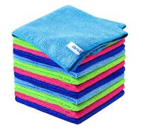 Ovwo 12pcs Chiffon de Nettoyage - Serviettes Microfibre de Haute Qualité, Super Absorbant, Idéal pour Torchon Cuisine, Chiffon Poussière, Lavette Vitre, 12" x 12