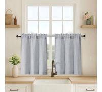 OVZME Lot de 2 rideaux courts gris de 76,2 cm de long, filtrant la lumière, imitation lin texturé pour petite fenêtre, armoire, salle de bain, sous-sol, 76,2 x 76,2 cm