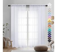 OVZME Lot de 2 rideaux transparents blancs de 183 cm de long pour fenêtre de cuisine, élégants rideaux aérés et transparents avec passe-tringle pour salon des enfants, chaque rideau de 106,7 cm de