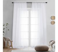 OVZME Lot de 2 Rideaux Transparents Blancs de 243,8 cm de Long pour Chambre à Coucher, Rideaux Transparents élégants filtrant la lumière, pour Salon et Porte coulissante en Verre, 106 x 243,8 cm