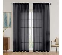 OVZME Lot de 2 rideaux transparents noirs avec passe-tringle, panneaux d'intimité en dentelle pour porte coulissante, salon et chambre à coucher (106,7 x 213,4 cm)