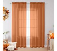OVZME Lot de 2 Rideaux Transparents Orange de 213,4 cm de Long, aérés et Doux au Toucher avec Passe-Tringle pour Salon/Chambre à Coucher, 106,7 x 213,4 cm chacun