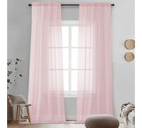 OVZME Lot de 2 rideaux transparents rose pâle de 243 cm de long - Panneaux de fenêtre doux filtrant la lumière pour salon/chambre à coucher, double passe-tringle supérieur, 1 paire, 106 x 243 cm