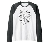 Ow Ow Ow Stick Man Figure Funny Chronic Pain Humour Meme 9 Manche Raglan