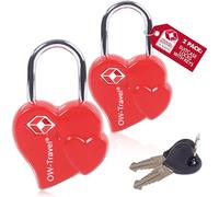 OW-Travel Cadenas à bagages approuvé par la TSA - Cadenas avec clés - En alliage de zinc robuste - Avec clé pour bagages, sac, sac à dos, casier de gym, 83b) Lot de 2 cadenas à clé en forme de cœur