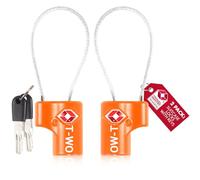 OW-Travel Cadenas Cable Clé TSA pour Valise. Cadenas Clef Antivol pour Bagages Casier Rangement Tente Camping. Cadenas USA. Accessoires de Voyage. Verrou a Cle Valise 2 Orange