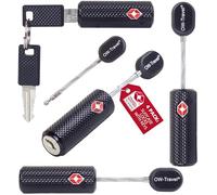 OW-Travel Cadenas Cable Clé TSA pour Valise. Cadenas Clef Antivol pour Bagages Casier Rangement Tente Camping. Cadenas USA. Accessoires de Voyage. Verrou a Cle Valise 4 Noir