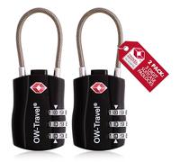 OW-Travel Cadenas cable TSA pour valise.Cadenas code 3 chiffres Antivol pour Bagages Casier rangement Tente Camping.TSA bagages combinaison USA.Accessoires voyage avion:Serrure valise TSA 007 2 Noir