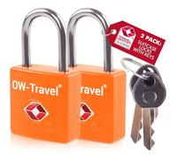 OW-Travel Cadenas Clé TSA pour Valise. Cadenas Clef Antivol pour Bagages Casier Rangement Tente Camping. Cadenas USA. Accessoires de Voyage Avion.Verrou a Cle Valise 2 Orange