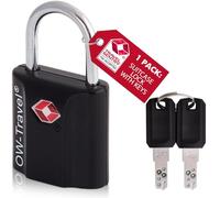 OW-Travel Cadenas clé TSA pour Valise. Cadenas Clef Antivol pour Bagages Casier Rangement Tente Camping. Bagages Cadenas USA. Accessoires de Voyage Avion. Verrou a Cle Valise 1 Noir