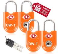 OW-Travel Cadenas clé TSA pour Valise. Cadenas Clef Antivol pour Bagages Casier Rangement Tente Camping. Bagages Cadenas USA. Accessoires de Voyage Avion. Verrou a Cle Valise 4 Orange