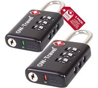 OW-Travel Cadenas TSA pour Valise avec Indicateur d'Ouverture. Cadenas Code 3 Chiffres Antivol pour Bagages Avion Casier Rangement Tente Camping. TSA Bagages Combinaison. Serrure Valise 2 Noir