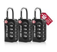 OW-Travel Cadenas TSA pour Valise. Cadenas Code 4 Chiffres Antivol pour Bagages Casier Rangement Tente Camping. TSA Bagages Combinaison USA. Accessoires de Voyage avion. Serrure Valise 3 Noir