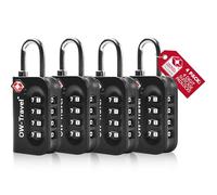 OW-Travel Cadenas TSA pour Valise. Cadenas Code 4 Chiffres Antivol pour Bagages Casier Rangement Tente Camping. TSA Bagages Combinaison USA. Accessoires de Voyage avion. Serrure Valise 4 Noir