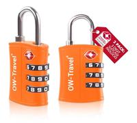 OW-Travel Cadenas Valise Avion (2 Orange) en Plastique ABS Cadenas Code Valise Avion 3 Chiffres pour Bagages Casier Tente Camping. TSA Lock Bagages Combinaison USA. Accessoires Voyage: Serrure Bagage