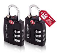 OW-Travel Cadenas Valise Avion, Cadenas TSA Code 3 Chiffres Noir Lot de 2