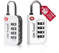 OW-Travel Cadenas Valise Avion, Cadenas TSA Code 4 Chiffres Argent Lot de 2