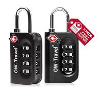 OW-Travel Cadenas Valise Avion, Cadenas TSA Code 4 Chiffres Noir Lot de 2 | Cadenas TSA valise avion pour bagages, casiers, sacs à dos, camping, serrure valise à combinaison pour voyages avion et USA