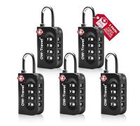 OW-Travel Cadenas Valise Avion, Cadenas TSA Code 4 Chiffres Noir Lot de 5 | Cadenas TSA valise avion pour bagages, casiers, sacs à dos, camping, serrure valise à combinaison pour voyages avion et USA