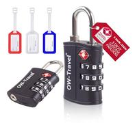 OW-Travel Cadenas Valise Avion en Plastique ABS + 3 Etiquettes. Cadenas Code Valise Avion 3 Chiffres pour Bagages Casier Tente Camping. TSA Luggage Lock Bagages Combinaison USA. Serrure Bagage