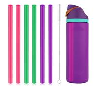 Owala FreeSip Lot de 6 pailles de rechange réutilisables en plastique avec brosse de nettoyage pour bouteille d'eau isotherme Owala 680,4 g 907,2 g et rabat 708,7 g, accessoires pour gobelet (coloré)