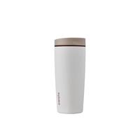Owala Gobelet à café isotherme en acier inoxydable SmoothSip Slider, gobelet réutilisable pour café glacé, tasse de voyage pour café chaud, sans BPA 590 ml, Beige/Blanc (Vanilla Bean)