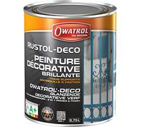 OWATROL - RUSTOL DECO - Peinture décorative de Finition Antirouille - Tous Supports - Blanc Pur - RAL 9010-0,75L