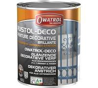 OWATROL - RUSTOL DECO - Peinture décorative de Finition Antirouille - Tous Supports - Noir Profond - RAL 9005-2,5L