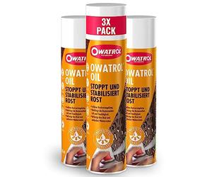 OWATROL® Spray de protection contre la rouille 3 x 300 ml - Pour métaux, plastique, verre, bois, peintures et vernis - Apprêt pour peinture de voiture - Convertisseur de rouille pour voiture - Couche