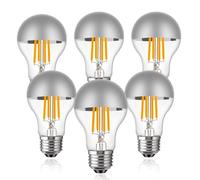 OWAWOWA 6Pcs Dimmable LED Ampoules Miroir LED Ampoule 8W Haut Argent Bol Goutte Demi-Chrome Couronne Vintage Lampe Lumière,E27 220v