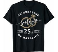 OWBWTFDMS 25th Wedding Anniversary Soulmates 25 Years of Marriage T Shirt Man T-Shirt 100% Cotton Sleeve Shirt Black