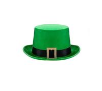 Owegvia Chapeau haut-de-forme de léprechaun vert de luxe pour la Saint-Patrick avec boucle dorée pour homme et femme, accessoire de costume pour Halloween, Noël, cosplay (vert kaki, taille L)