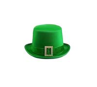 Owegvia Chapeau haut-de-forme de léprechaun vert de luxe pour la Saint-Patrick avec boucle dorée pour homme et femme, accessoire de costume pour Halloween, Noël, cosplay (vert, taille M)