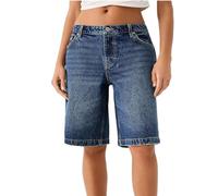 Owegvia Jorts Y2k Short en jean pour femme Longueur genou Taille haute Short baggy Bermuda jambe droite, BB - Bleu, L