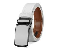 OWEIEYEU Ceinture à cliquet en cuir PU avec boucle carrée en métal pour homme, 679xwfl-we, 115 cm