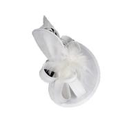 OWEIEYEU Chapeau bibi pour femmes, idéal pour le thé, les courses hippiques, les mariages - Avec plumes et fleurs, blanc, taille unique