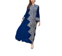 OWEIEYEU Robe de soirée caftan du Moyen-Orient pour femme - Robe musulmane à paillettes brodée Abaya pour femme, Robe bleue., XL