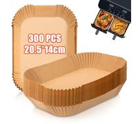 Owelth 300 Pièces Papier Cuisson pour Ninja Air Fryer, 20,5x14cm Rectangulair Paper Liners Friteuse Sans Huile Accessoires compatible avec Ninja Foodi Dual Zone Double Stack et autres Double Airfryer