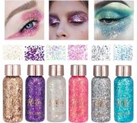 Owelth 6 Couleurs Body Glitter Gel, Paillettes Chunky Maquillage Glitter de Visage Corps Cheveux Ongles, pour Festival Fête Anniversaire Noël Décoration, Longue Durée Étincelant