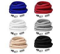 Owelth 6 Paires Lacets Elastiques Ronds Sans Nouer - Fermeture à Bouton pour Adultes et Enfants - No Tie Shoelaces pour Chaussures de Planche et Espadrilles