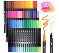 Owelth Feutre Coloriage 48 Feutres Coloriage Adulte Enfants Aquarelle Stylos Aquamarker Feutres Double Pointe Fine pour Mandala, Bullet Journal, Dessin, Livre de Coloriage, Pointe 0.4mm et 2mm