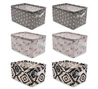 Owelth Petit Panier Rangement Tissu Lin, Lot de 6 Pliable Boite Rangement Tissu avec Poignées, Étanche Stockage Corbeille Panier pour Tiroir, Jouets, Maquillage, Salle de Bain, 28 * 19 * 15cm
