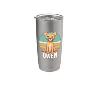 OWEN - beau nom de garçon avec un lion mignon Gobelet isotherme en acier inoxydable double paroi