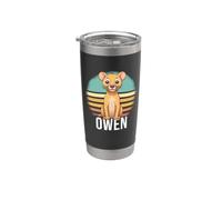 OWEN - beau nom de garçon avec un lion mignon Gobelet isotherme en acier inoxydable double paroi