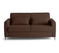 Owen - canapé 3 places convertible couchage quotidien matelas 12 cm en cuir vegan - Marron Marron